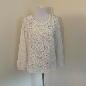 Laffaire Chic White Floral Eyelet Lace Blouse